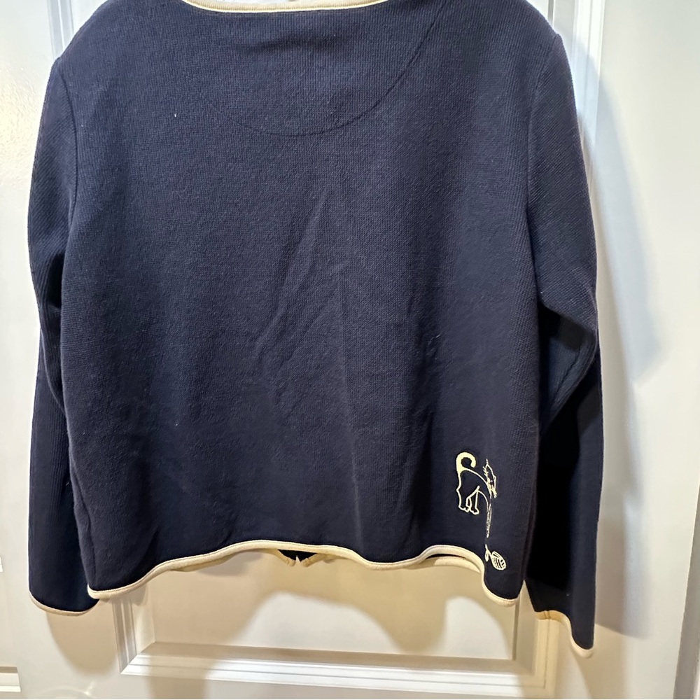 Christopher & Banks Navy Blue Cat Sweater Embroidered Unique Size M - Picture 5 of 5